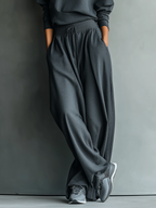 Mila | Comfy Set Dames - Gebreide Tweedelige Set, Antraciet Casual