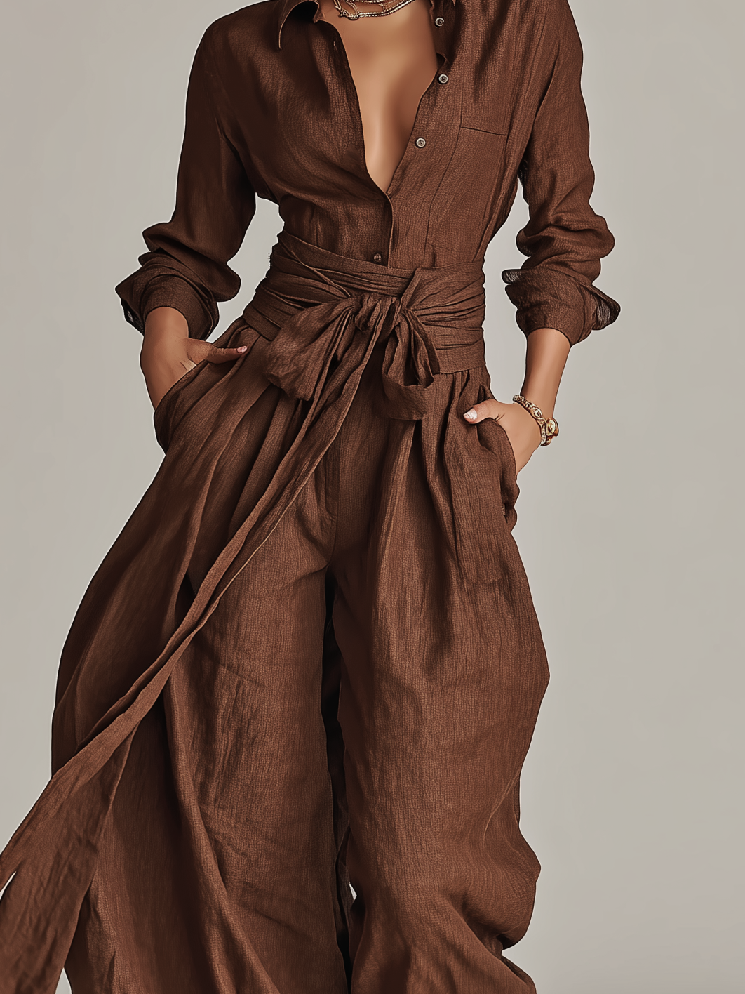 Mila | Dames Jumpsuit - Katoen-Linnen Mix, Elegante Stijl