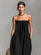Mila | Dames Jumpsuit - Linnenmix, Strapless Design