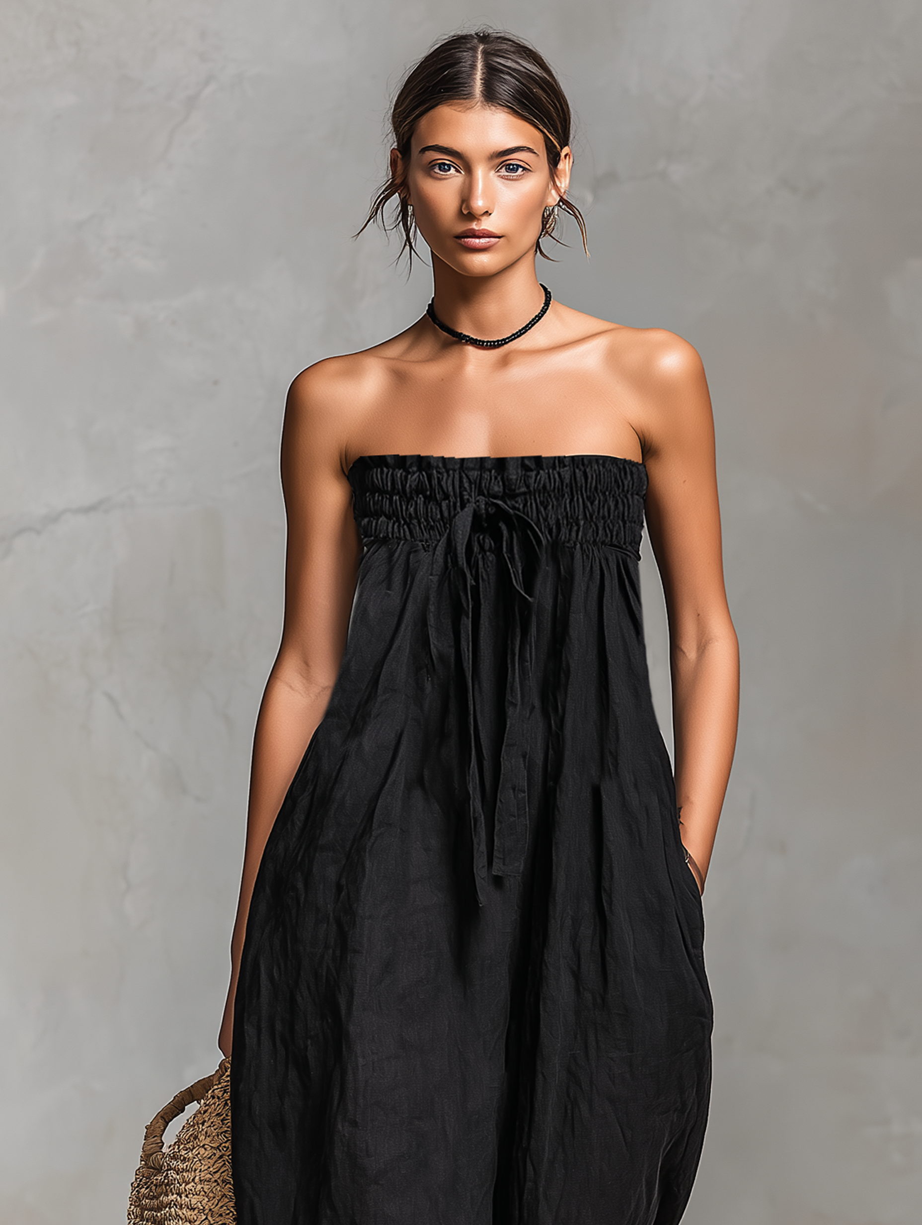 Mila | Dames Jumpsuit - Linnenmix, Strapless Design