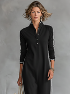 Mila | Dames Maxi Jurk - Zachte Sweatstof, Minimalistisch Design