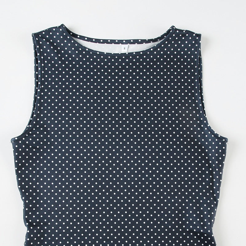 Mila | Dames Mini-jurk - Mouwloos, Stippenpatroon