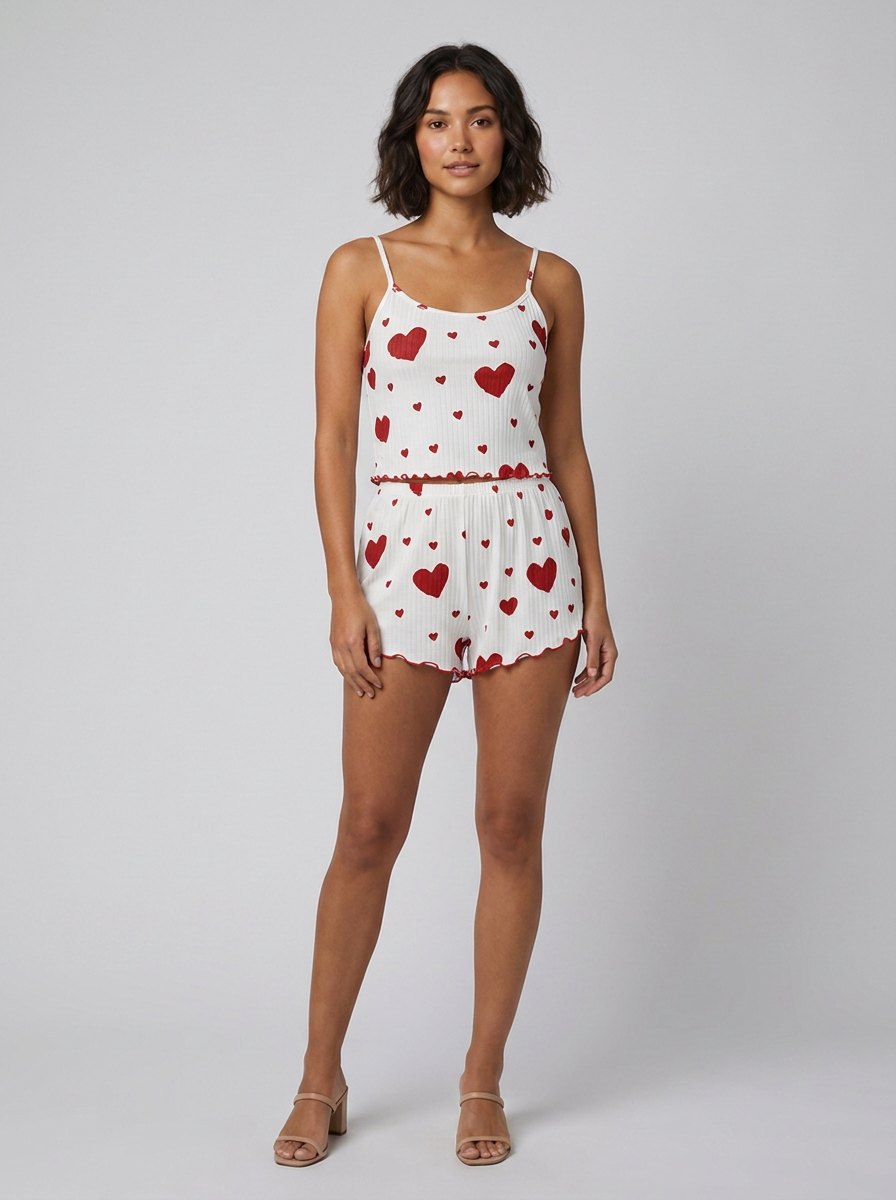 Novalie | Nachtkledingset Dames - Hartenprint Rood