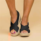 Mila | Dames Sandalen - Elegant Espadrille Design, Comfortabel Zwart
