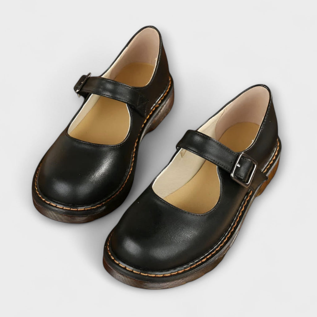 Mila | Dames Schoenen - Platte Zool met Gesp, Casual Elegantie Zwart
