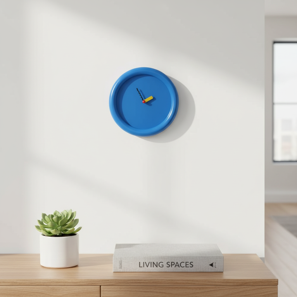 Minimalistische Wandklok met Stille Beweging en Modern 3D-ontwerp - 30 cm Blauw