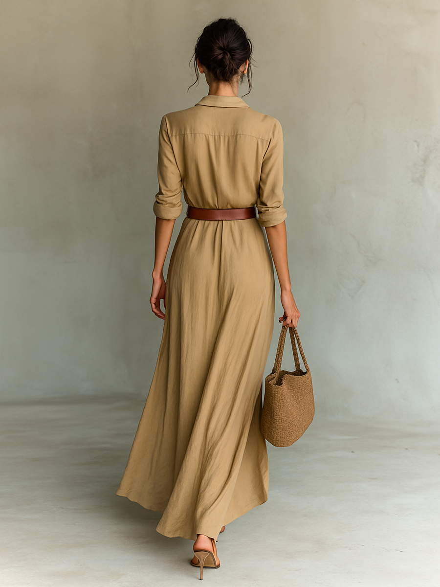 Mira | Dames Lange Jurk - Elegante Maxi Jurk met Lange Mouwen