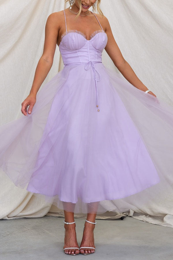 Mira | Dames Lange Zomerjurk - Chiffon, Mouwloos, Enkellengte Paars