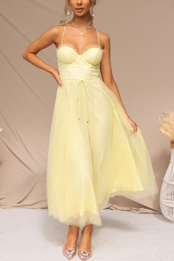 Mira | Dames Lange Zomerjurk - Chiffon, Mouwloos, Enkellengte