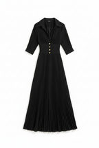 Mira | Dames Maxi-jurk - Geplooide Revers, Lange Mouwen