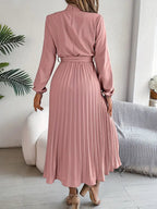 Mira | Dames Midi-jurk - Geplooide Taille, Lange Mouwen, Elegante Look