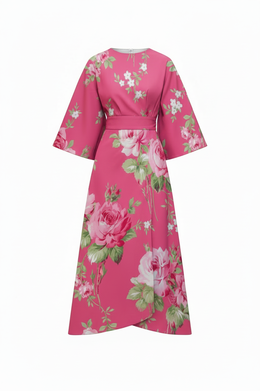 Mira | Damesjurk Zomer - Vloeiende Silhouet, Romantisch Bloemendesign