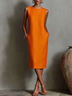 Mira | Damesjurk - Linnen Mouwloos met Zijzakken, Casual Zomerstijl