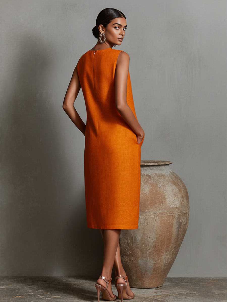 Mira | Damesjurk - Linnen Mouwloos met Zijzakken, Casual Zomerstijl