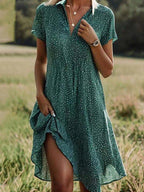Dôre | Elegante en Comfortabele Feminiene Blousejurk Groen