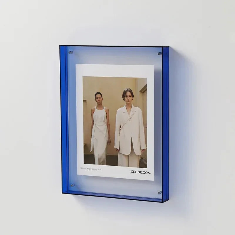 Moderne Bronte Fotolijst met Levende Randkleuren – Hoogwaardig Acryl voor Foto's en Kunstwerken Blauw