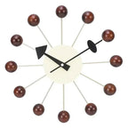 Moderne Wandklok 33 cm met Stil Kwartsmechanisme en Kleurrijke Houten Ballen voor Speelse Interieurs Donker houtkleur