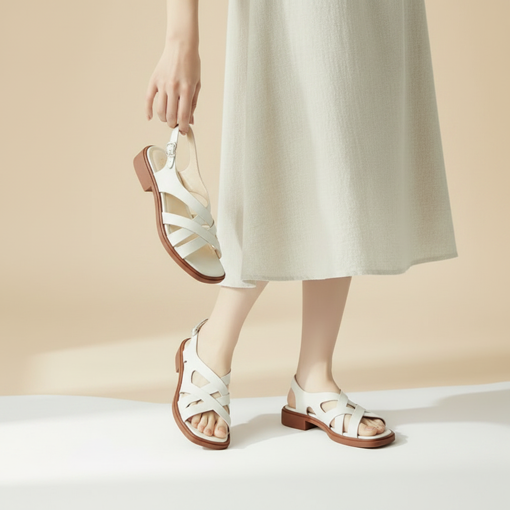 Mona | Dames Sandalen - Leren Gladiatorstijl, Minimalistisch Design