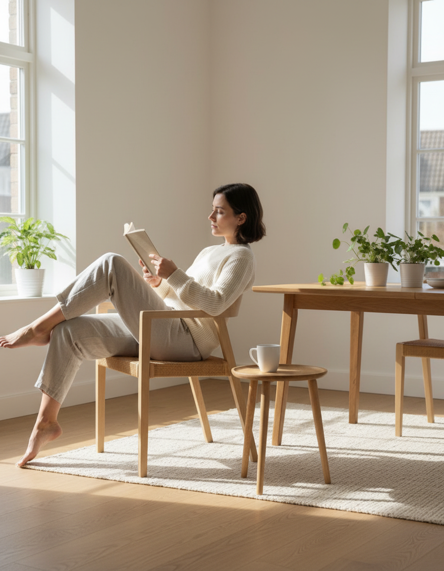 Natuurlijke Teakhouten Eetkamerstoel 55x55x71 cm – Comfortabele Stoel Voor Eetkamer Met Unieke Nerf
