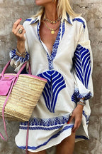 Oceana | Dames Jurk - Polyester, Losvallend Met Lange Mouwen Blauw