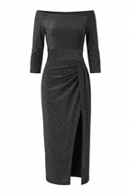 Olivia | Dames Midi-jurk - Off-shoulder met Ruches en Split