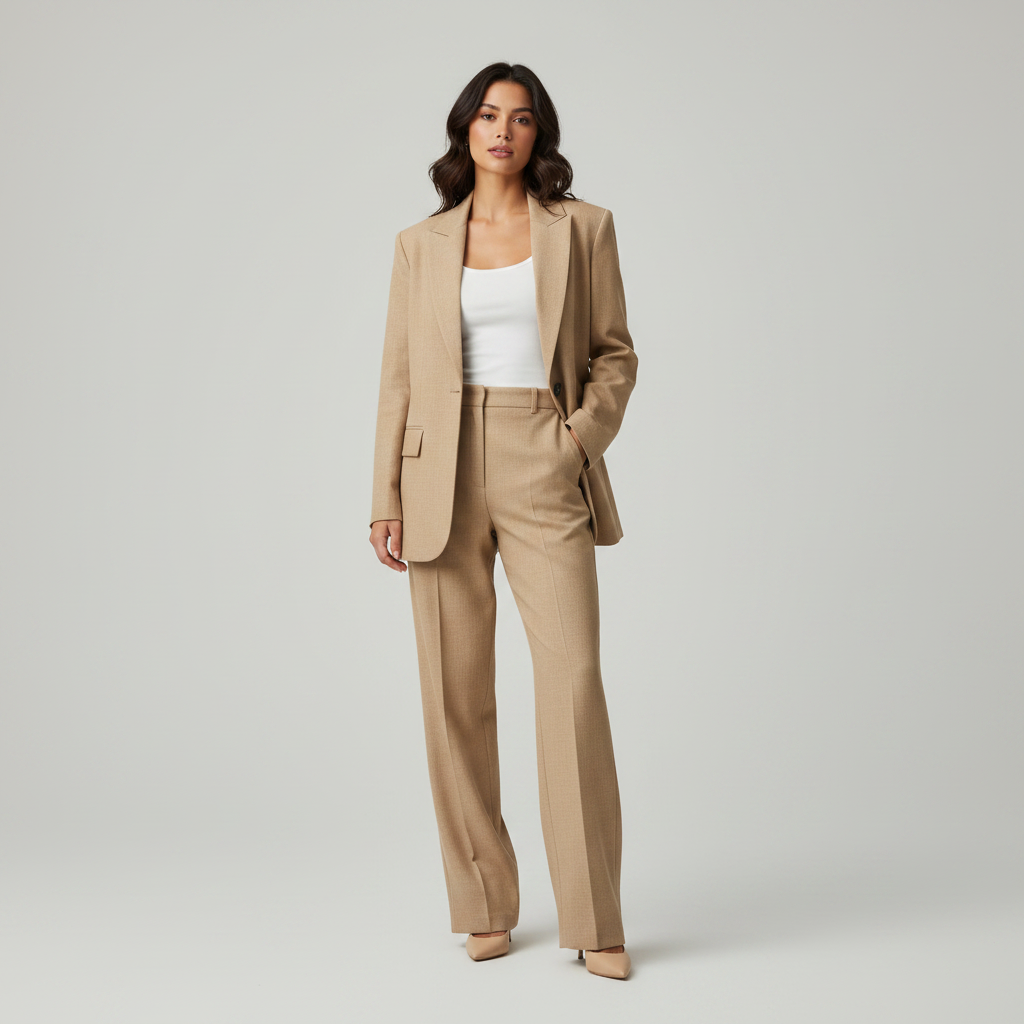 Lysandra | Co-ord Set Dames - Tweedelig Pak Beige