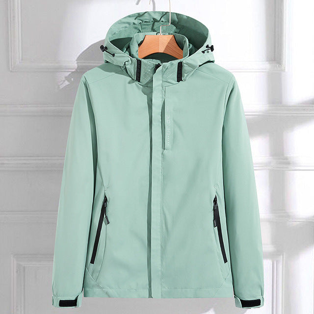 Damaris | Dames Functionele Jas met Capuchon en Rits - Waterdichte en Winddichte Outdoor Regenjas met Steekzakken