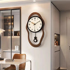 Retro Modern Wandklok met Stille Werking en Houtlook Afwerking