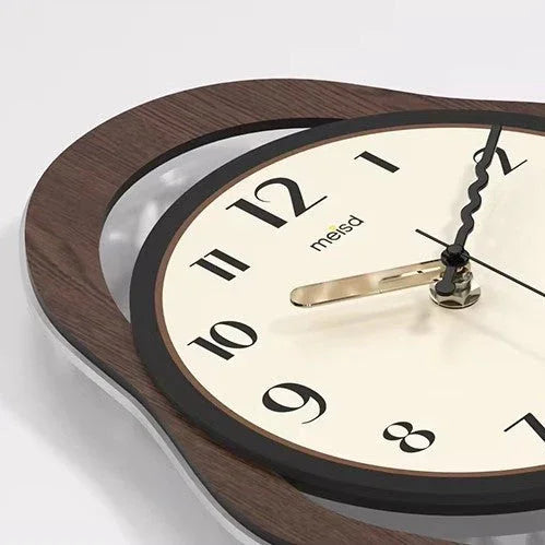 Retro Modern Wandklok met Stille Werking en Houtlook Afwerking