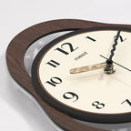 Retro Modern Wandklok met Stille Werking en Houtlook Afwerking