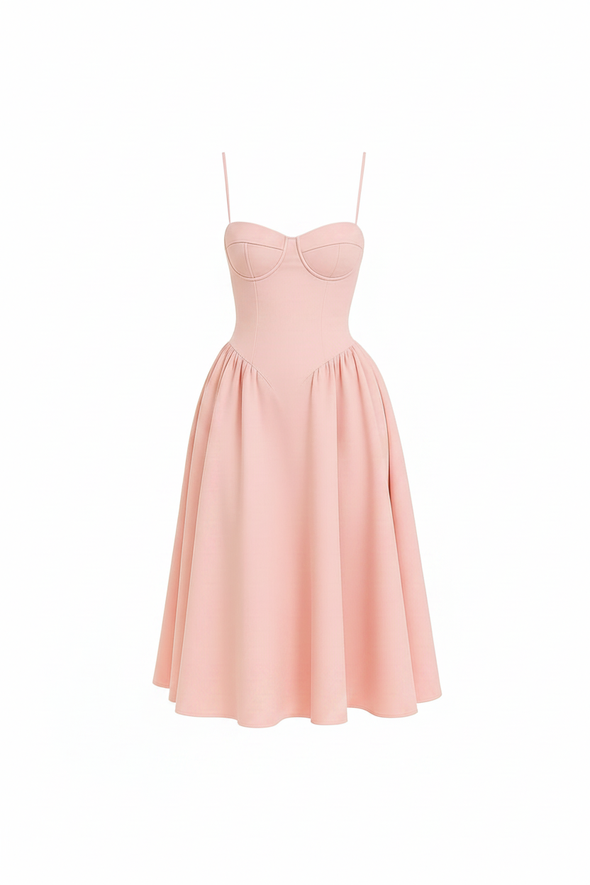 Rosa | Midi Jurk Dames - A-lijn Midi met Corset Lijfje