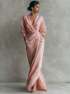 Rosa | Dames Maxi Jurk - Linnenmix, Minimalistisch V-Hals Design
