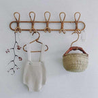Rotan Muurhaak voor Natuurlijke Decoratie – 3 of 5 Haken, Duurzaam en Lichtgewicht, Perfect voor Kleding en Accessoires 5 haken 58*8*20cm