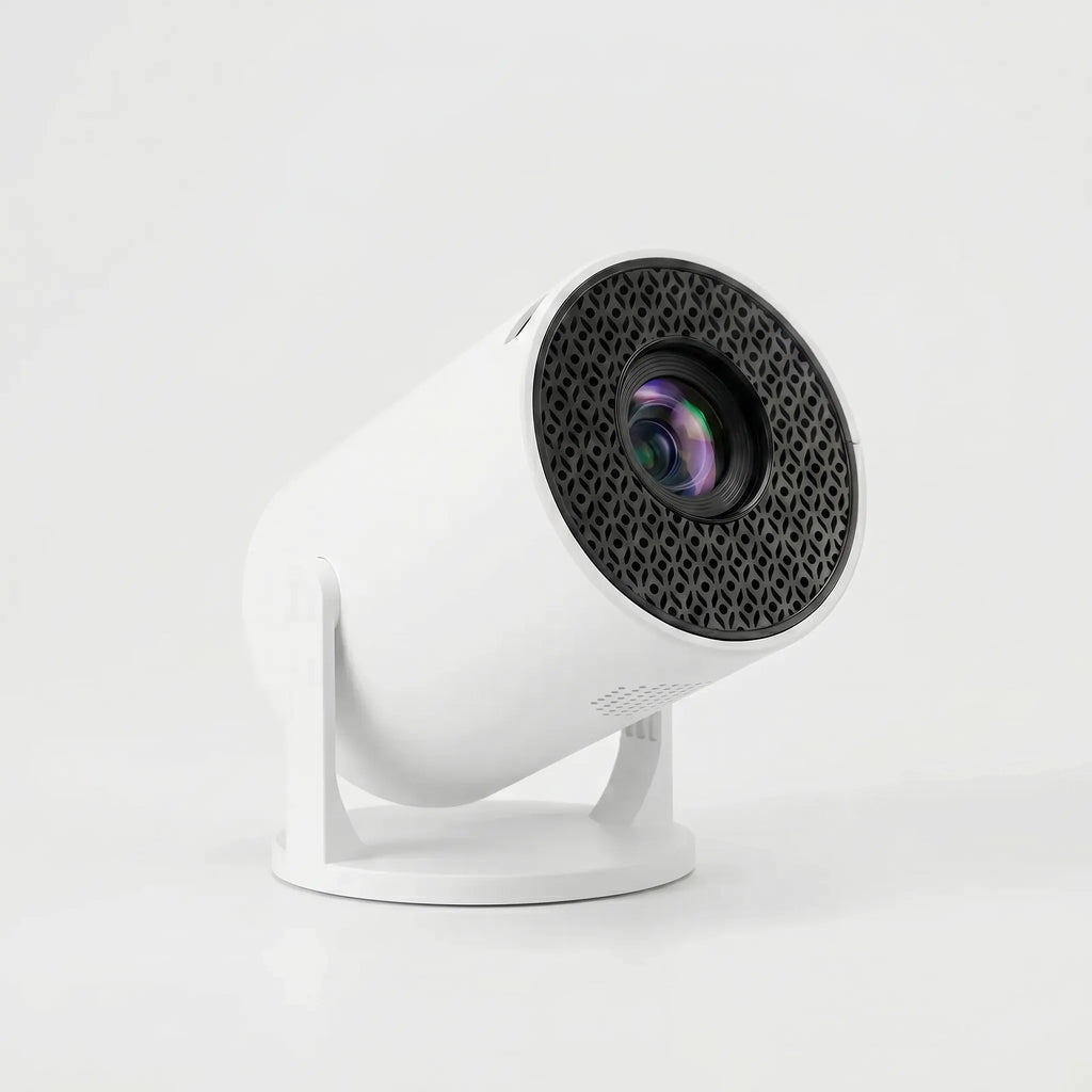 Draaibare Slimme Projector met Android 11 – Mini Beamer 180° Kantelbaar voor Muur & Plafond, Wi-Fi 6, Bluetooth 5.0, HDMI