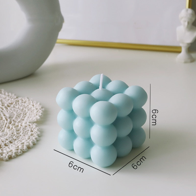 Bubble Kaars van Sojawas – Trendy Kubus Kaars & Geurkaars, 9 Kleuren, Maak je Interieur Compleet – BubbleGlow Kaars Blauw