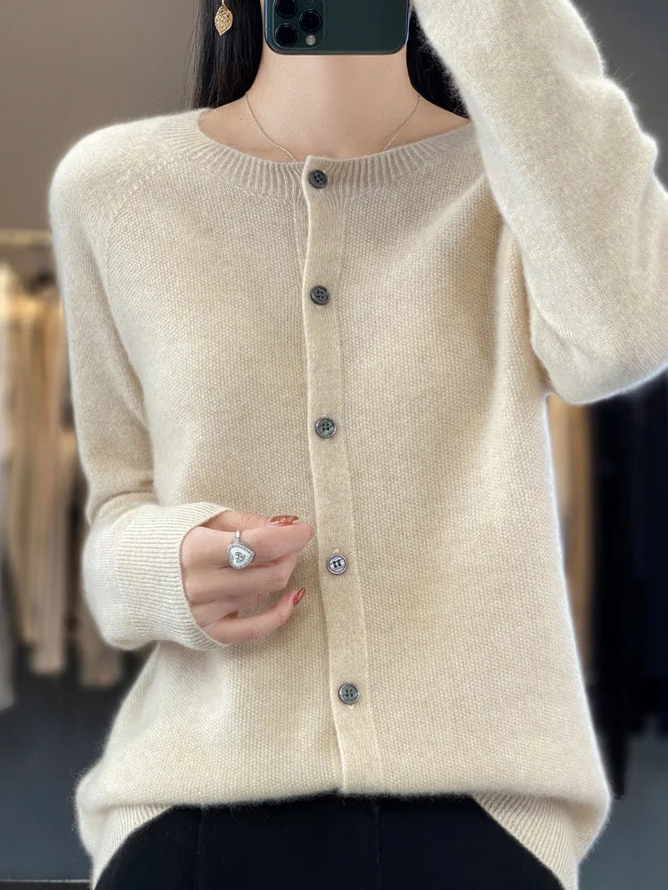 Solis | Dames Gebreid Vest met Knoopsluiting - Klassieke Cardigan met V-Hals en Knopen - Warme Pullover Jas