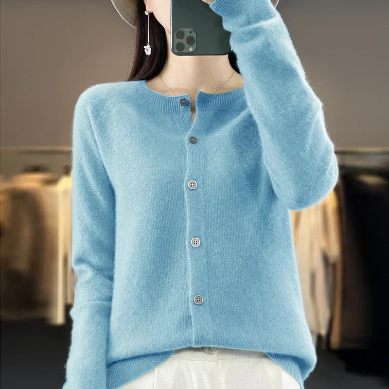Solis | Dames Gebreid Vest met Knoopsluiting - Klassieke Cardigan met V-Hals en Knopen - Warme Pullover Jas