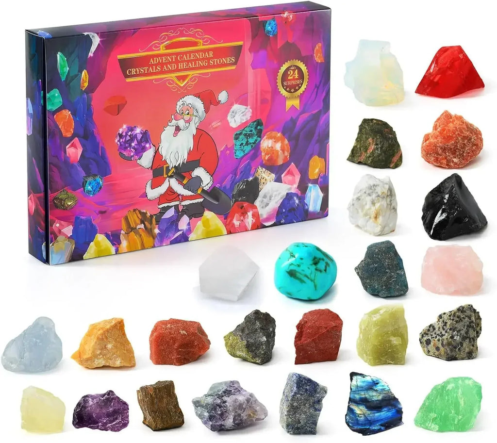 Edelstenen Adventskalender voor Kinderen – Kristallen Adventskalender met 24 Natuurlijke Edelstenen, Leerzaam Kerstcadeau – GemSpark Stijl 3