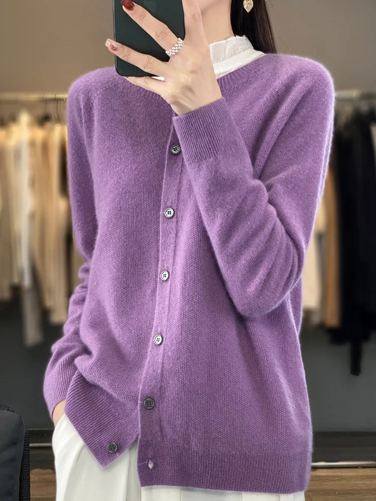 Solis | Dames Gebreid Vest met Knoopsluiting - Klassieke Cardigan met V-Hals en Knopen - Warme Pullover Jas