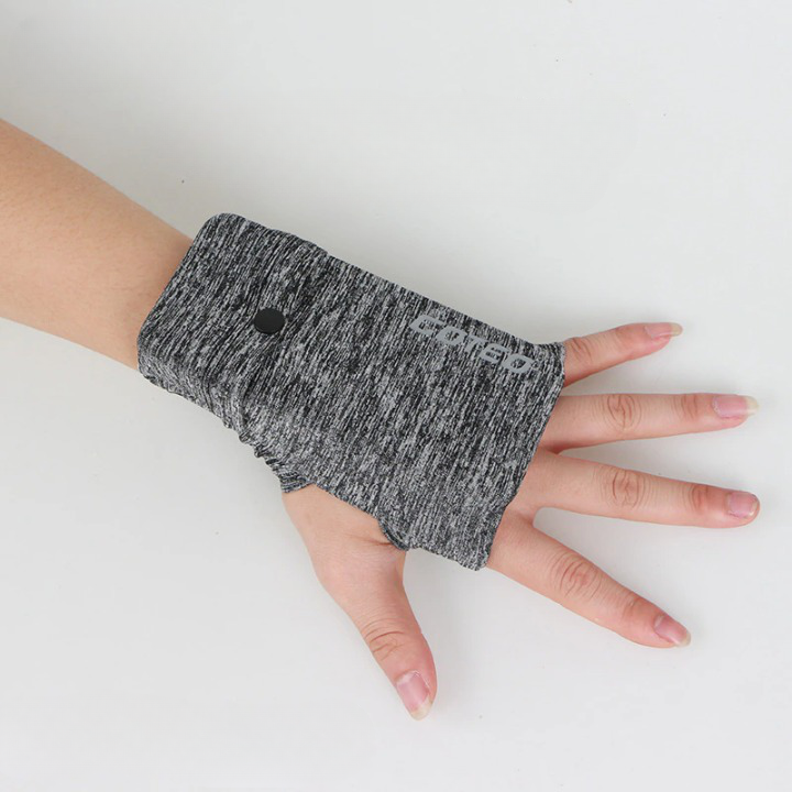 RunBand – Hardloop Telefoonhouder, Polsband & Sportarmband voor je Telefoon bij Hardlopen, Fietsen & Fitness Grijs Links