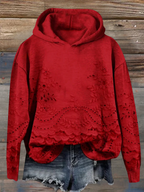 Parsha | Dames Hoodie met Geborduurd Bloemenmotief - Comfortabele Oversized Capuchontrui met Kangoeroezak