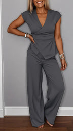 Solis | Elegante Tweedelige Set met Blazer en Broek Donkergrijs