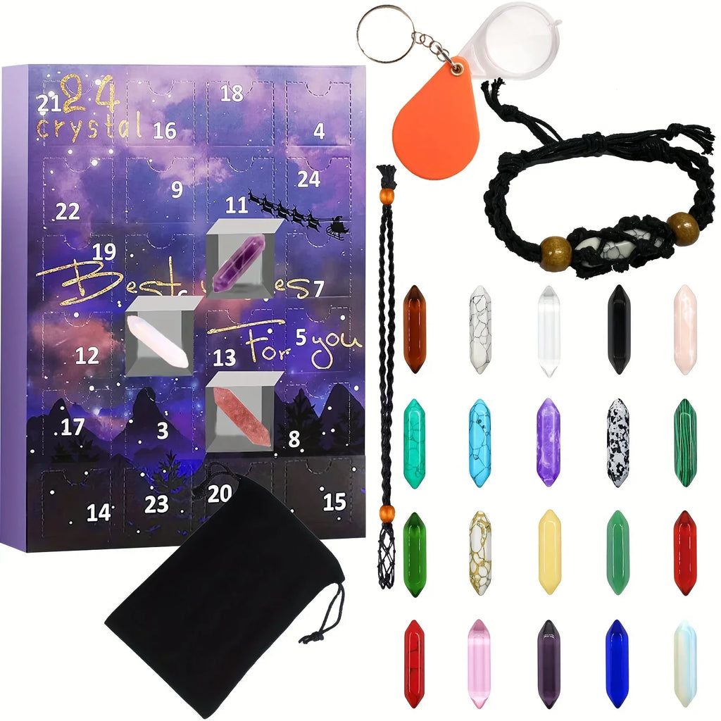 Edelstenen Adventskalender voor Kinderen – Kristallen Adventskalender met 24 Natuurlijke Edelstenen, Leerzaam Kerstcadeau – GemSpark Stijl 4