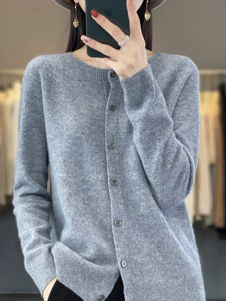 Solis | Dames Gebreid Vest met Knoopsluiting - Klassieke Cardigan met V-Hals en Knopen - Warme Pullover Jas