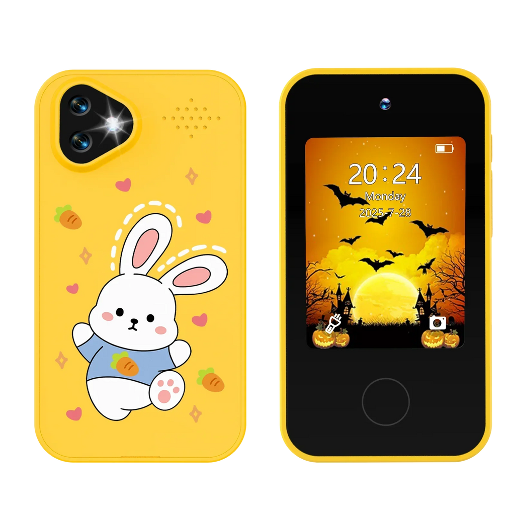 Kinder-Smartphonespeelgoed met Dubbele Camera - 1080P HD Video, MP3 Muziekspeler, Touchscreen & Spelletjes voor Jongens & Meisjes Konijn Geel