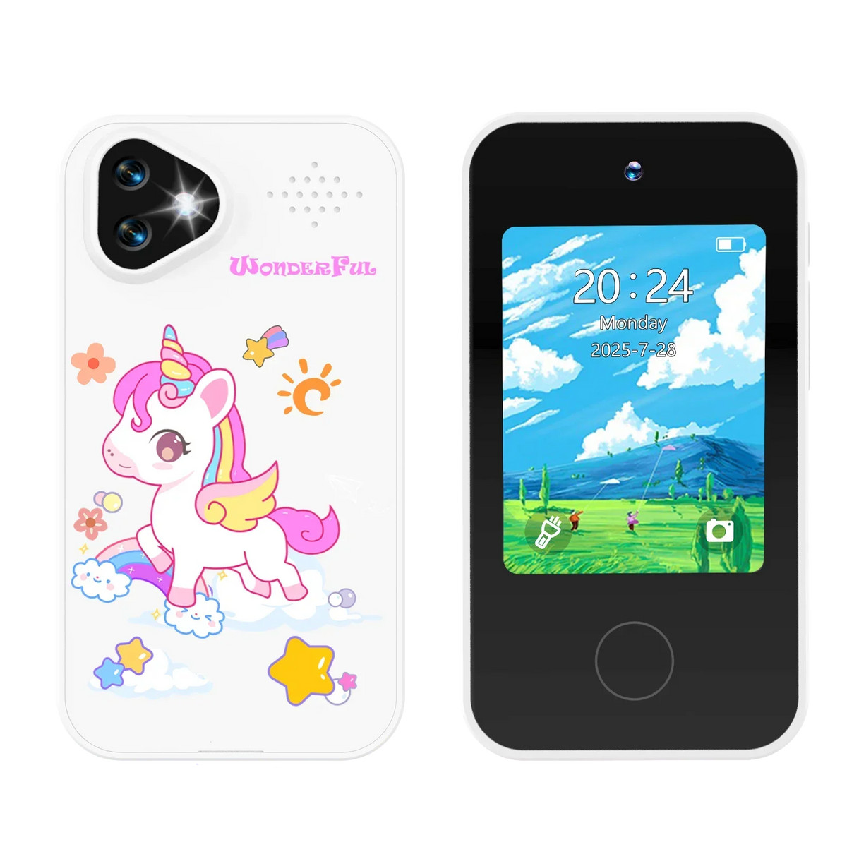 Kinder-Smartphonespeelgoed met Dubbele Camera - 1080P HD Video, MP3 Muziekspeler, Touchscreen & Spelletjes voor Jongens & Meisjes Pony Wit