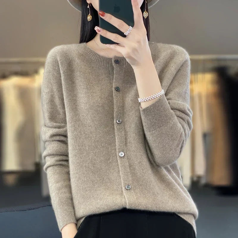 Solis | Dames Gebreid Vest met Knoopsluiting - Klassieke Cardigan met V-Hals en Knopen - Warme Pullover Jas