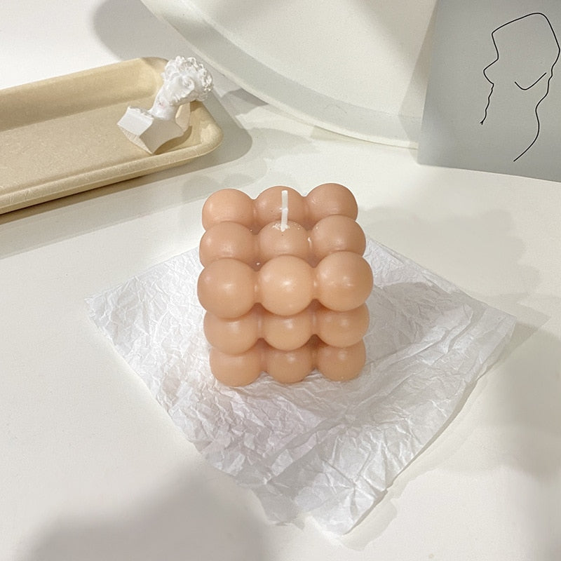 Bubble Kaars van Sojawas – Trendy Kubus Kaars & Geurkaars, 9 Kleuren, Maak je Interieur Compleet – BubbleGlow Kaars Bruin