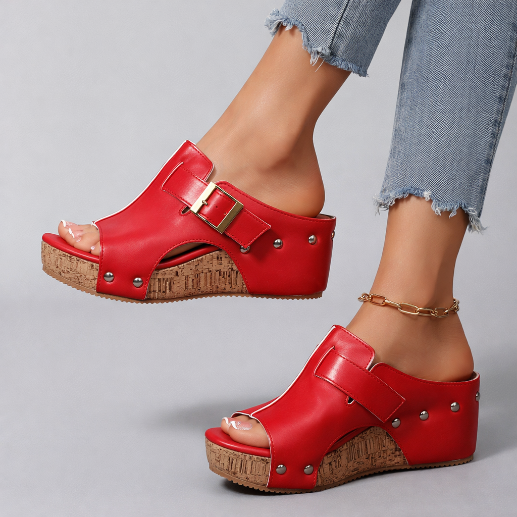 Sefira | Dames Sandalen Met Hak - Premium Leer, Comfortabel Rood