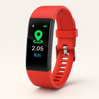 Smartwatch voor Senioren met Hartslagmeter en Stappenteller | Waterafstotend | Oplaadbaar via USB Rood